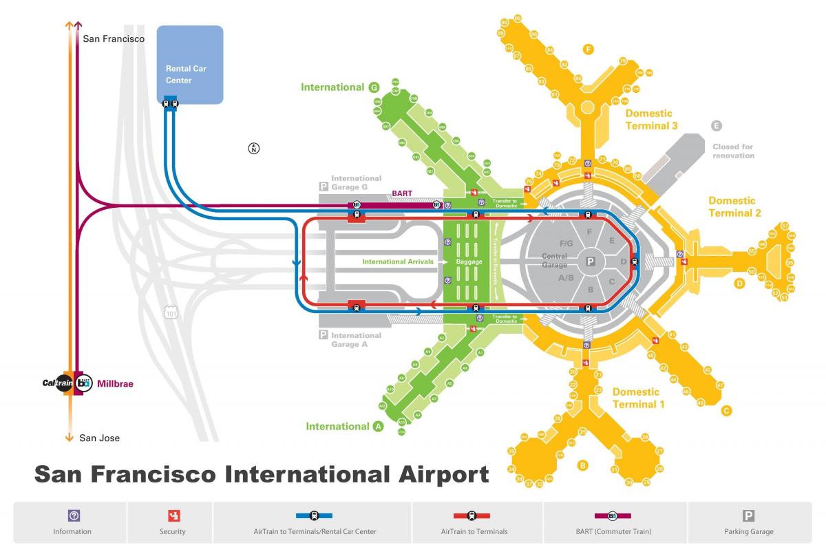 サンフランシスコ空港レンタカー地図