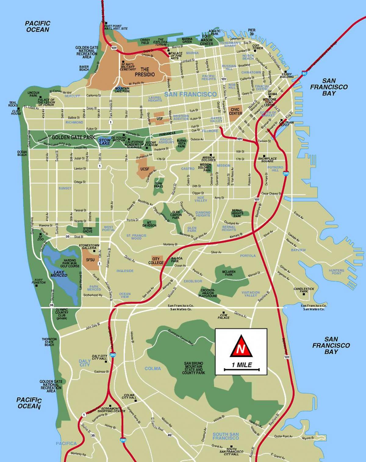 サンフランシスコに訪れる地図