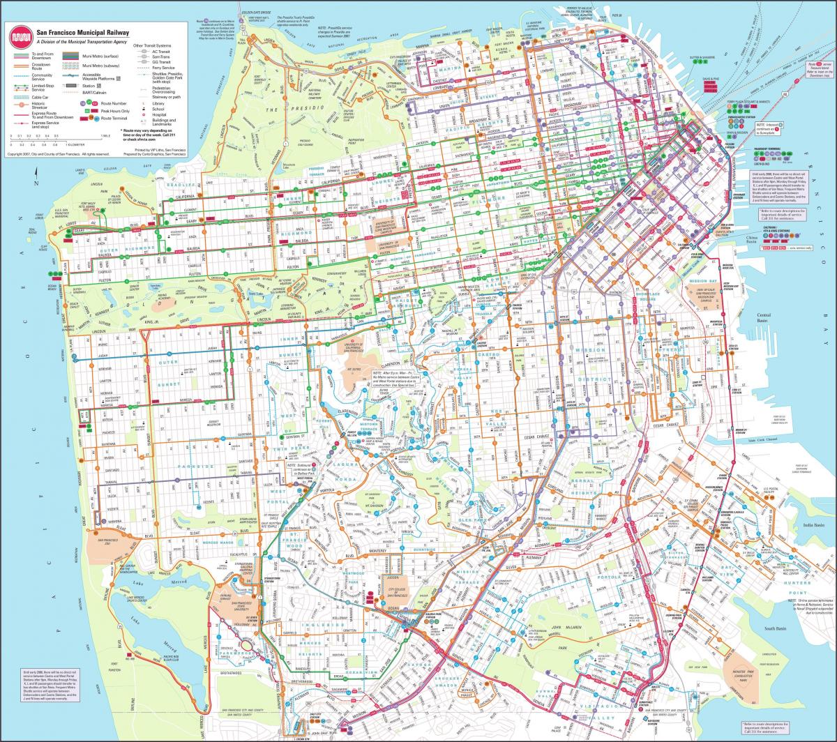 地図サンフランシスコ市鉄道