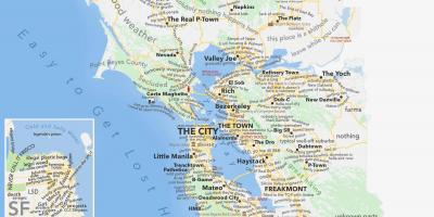 サンフランシスコのベイエリアにカリフォルニアの地図