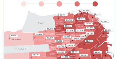サンフランシスコの家賃の価格を地図