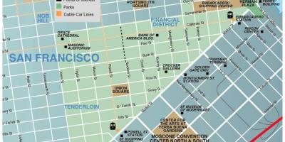 地図のユニオンスクエア地域サンフランシスコ