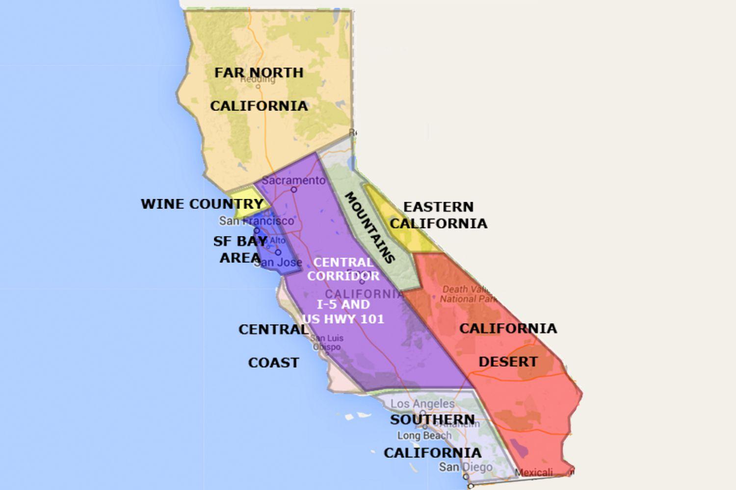 地図のカリフォルニア北部のサンフランシスコマップのカリフォルニア北部のサンフランシスコカリフォルニア アメリカ