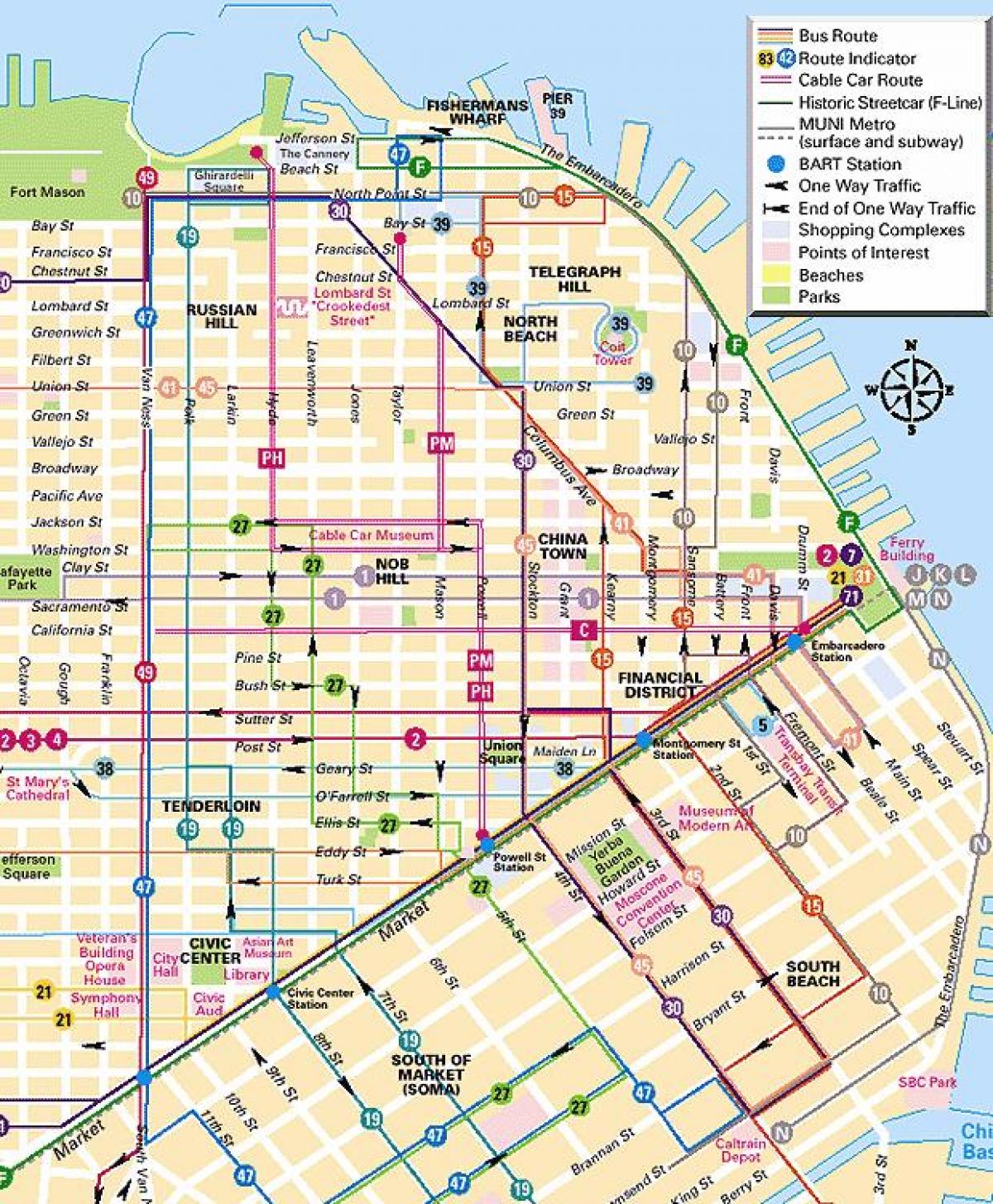 サンフランケーブルカーの地図 ケーブルカーサンフランシスコ在住の地図 カリフォルニア アメリカ
