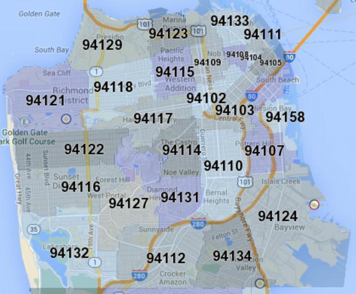 サンフランシスコca Zipコード地図 サンフランシスコzip地図 カリフォルニア アメリカ