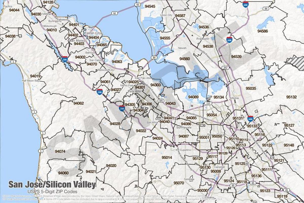 シリコンバレーのzipコード地図 地図のシリコンバレーのzipコード カリフォルニア アメリカ