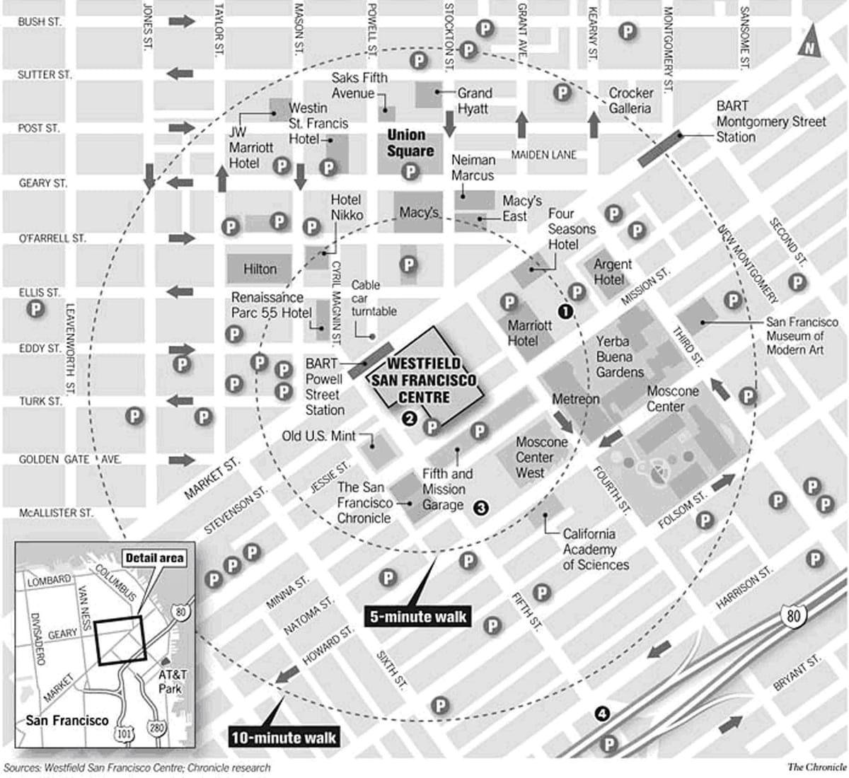 地図のウェストフィールドサンフランシスコ