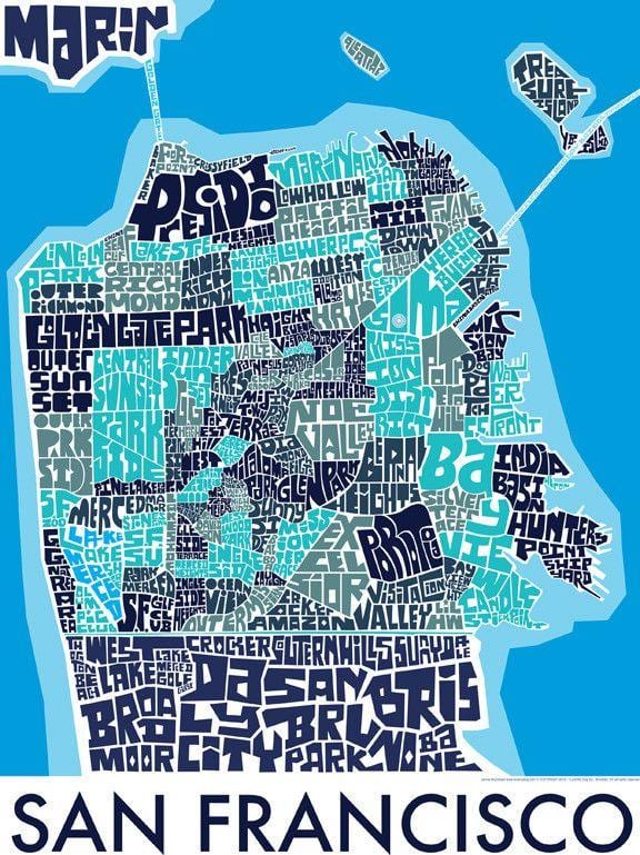 サンフランシスコの地図wall art
