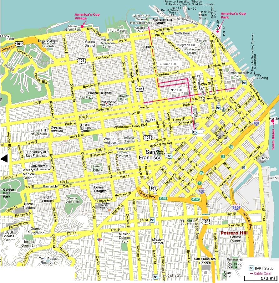 サンフランシスコに興味のある場所は地図