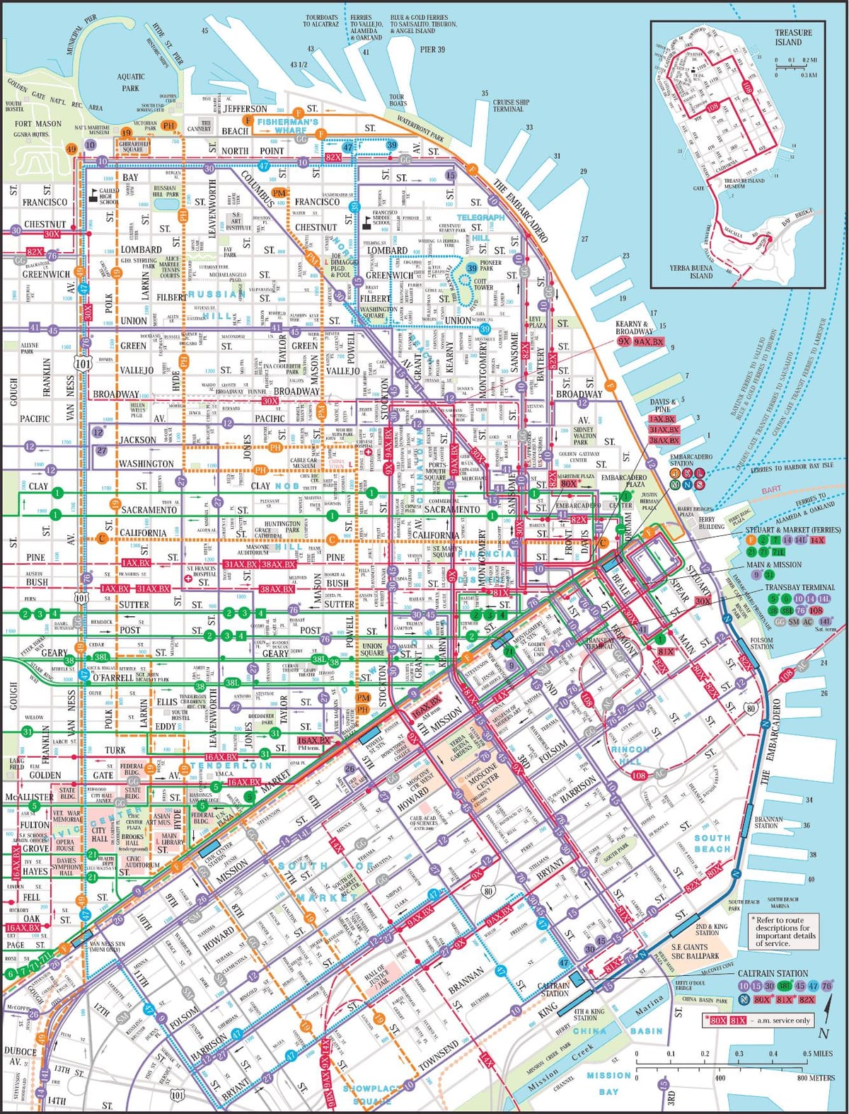 サンフランシスコ公共交通機関の地図