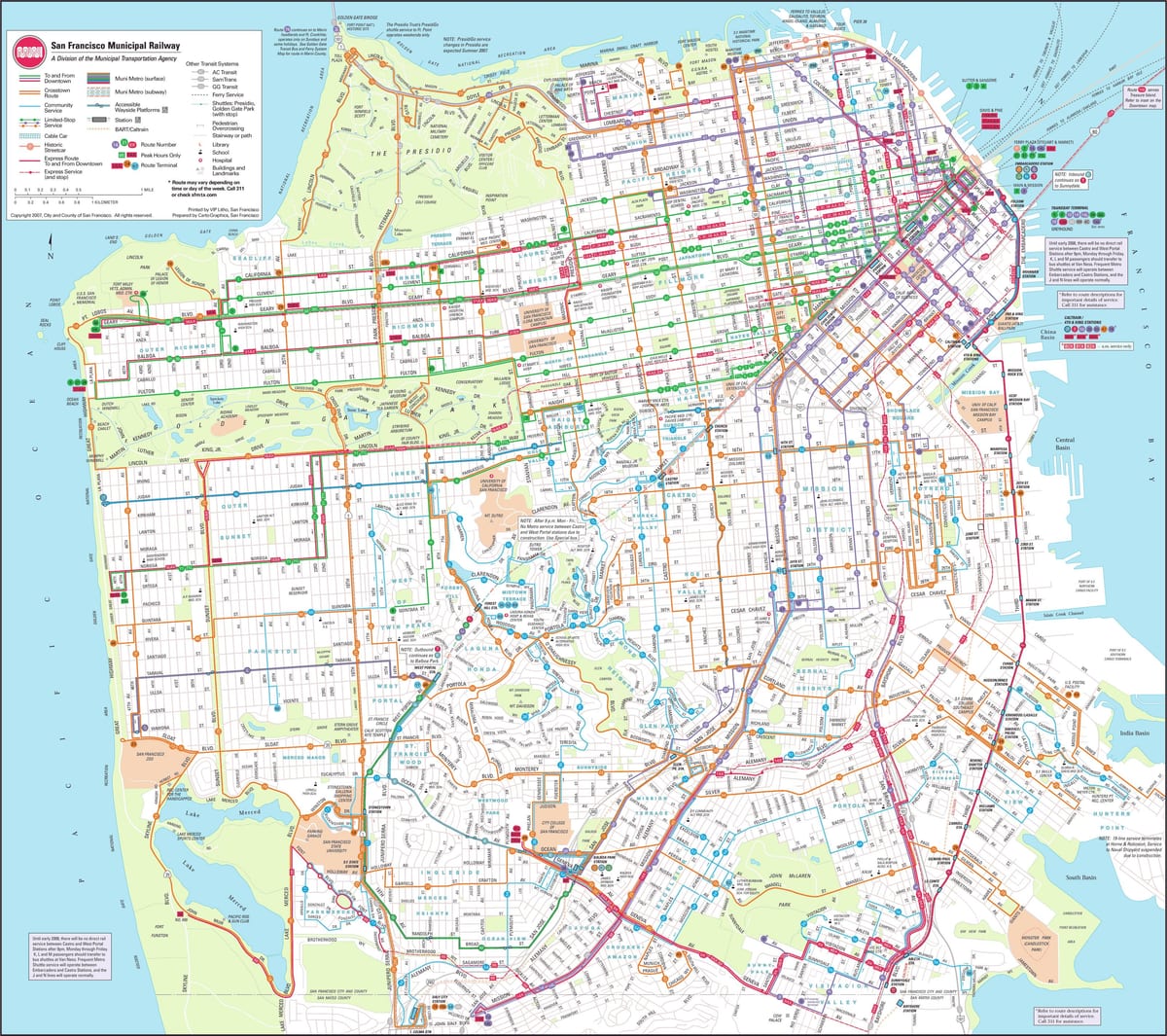 地図サンフランシスコ市鉄道