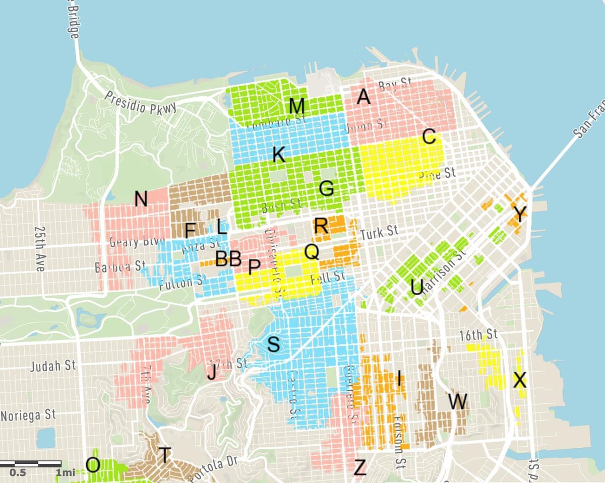 無料の路上駐車場サンフランシスコの地図