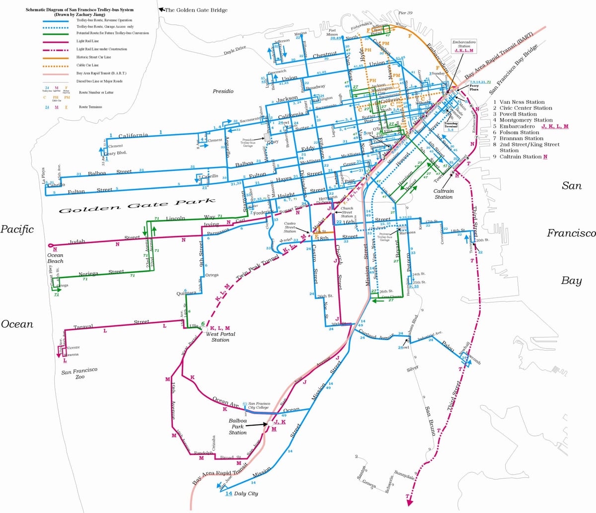地図サンフランシスコtrolleybus
