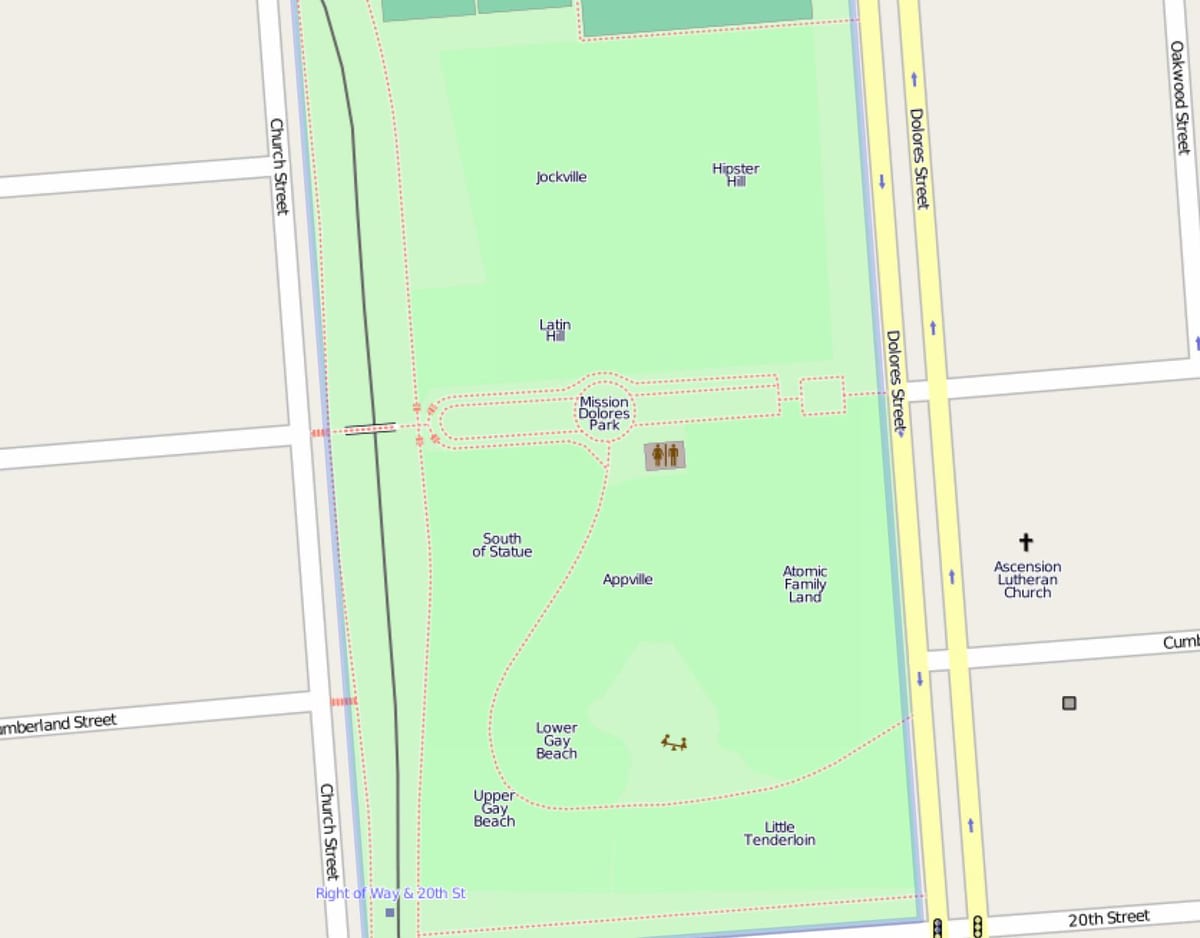 地図ドロレスサンフランシスコ公園