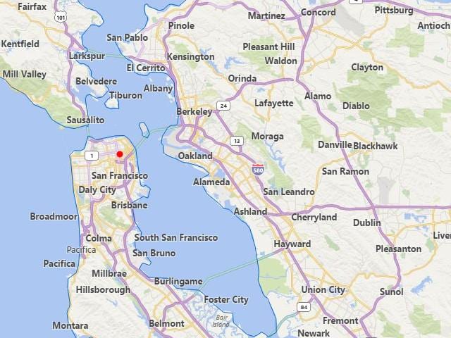 地図のカリフォルニアの都市サンフランシスコ