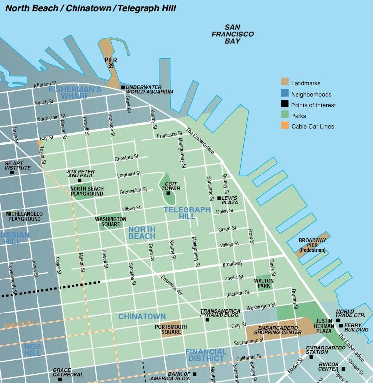 地図northビーチサンフランシスコ