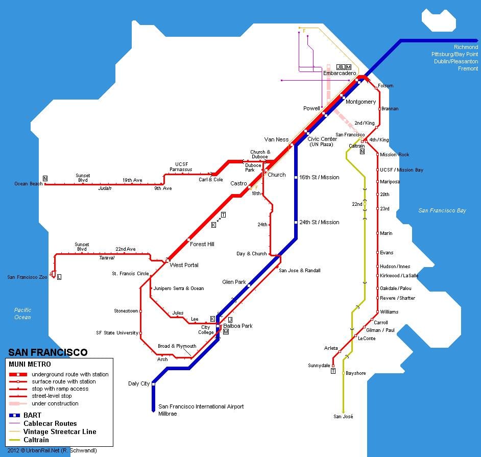 地図の路面電車パ