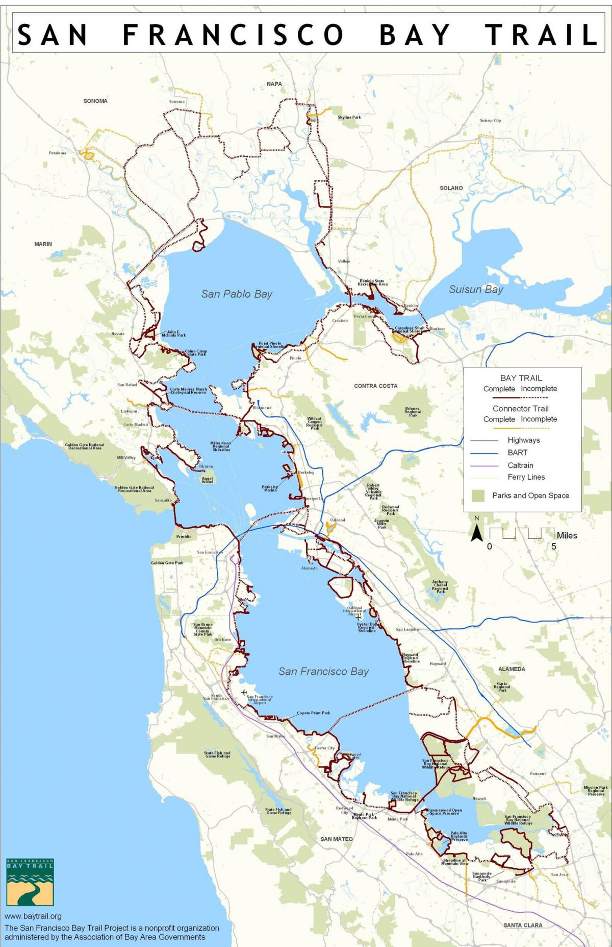 サンフランシスコ湾の道を地図