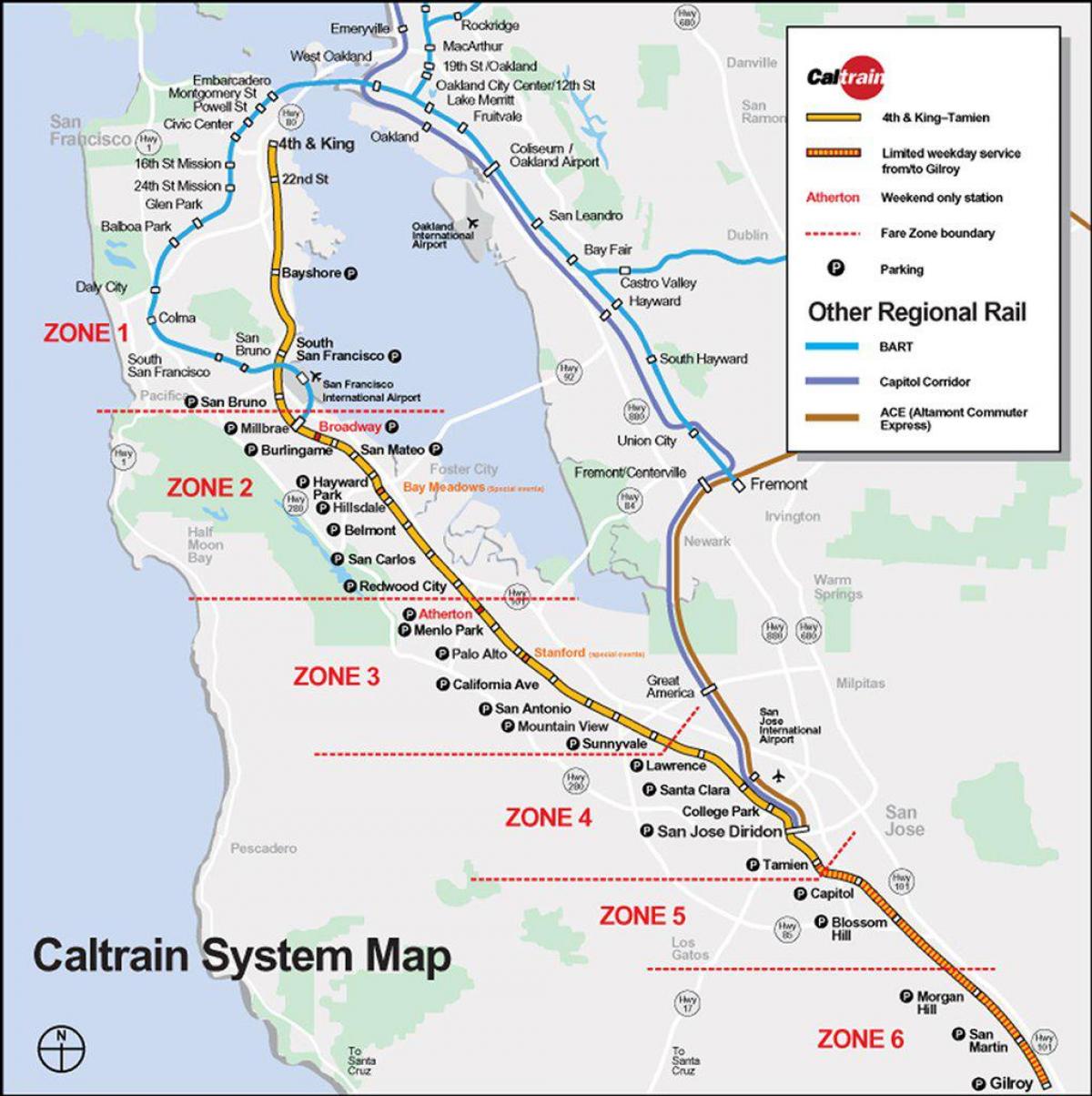 caltrain路線図