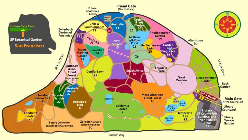 サンフランシスコ植物園の地図
