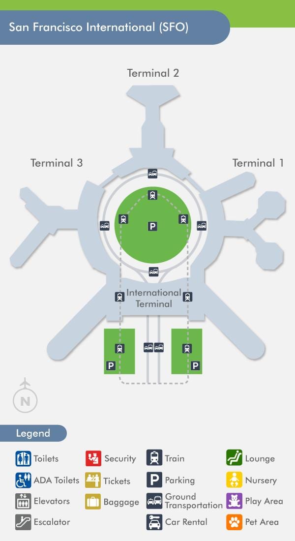 地図SFO空港第1ターミナル