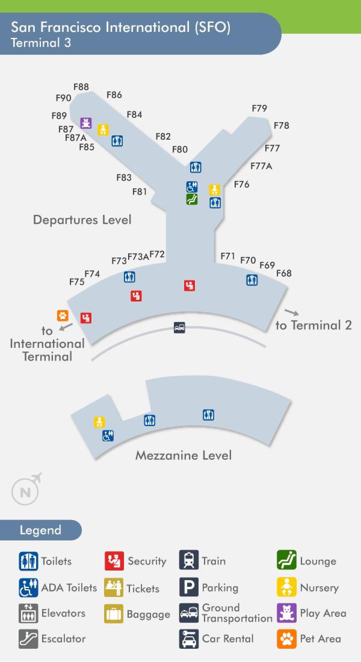 SFO空港ターミナル3の地図
