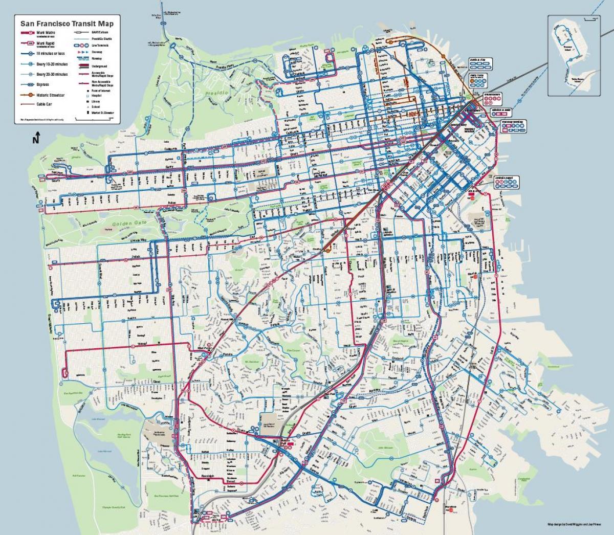 サンフランシスコのバスシステムの地図