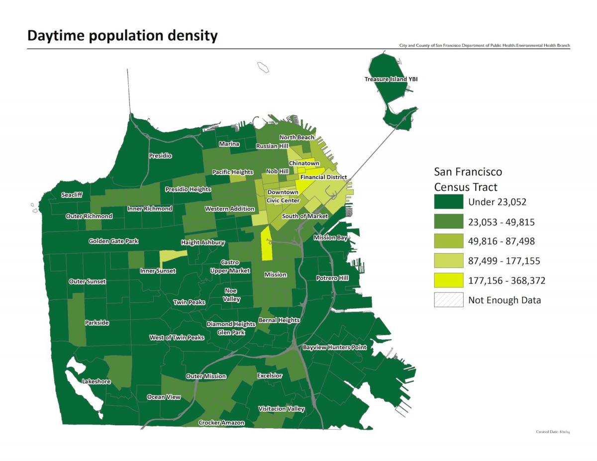 地図サンフランシスコの人口密度