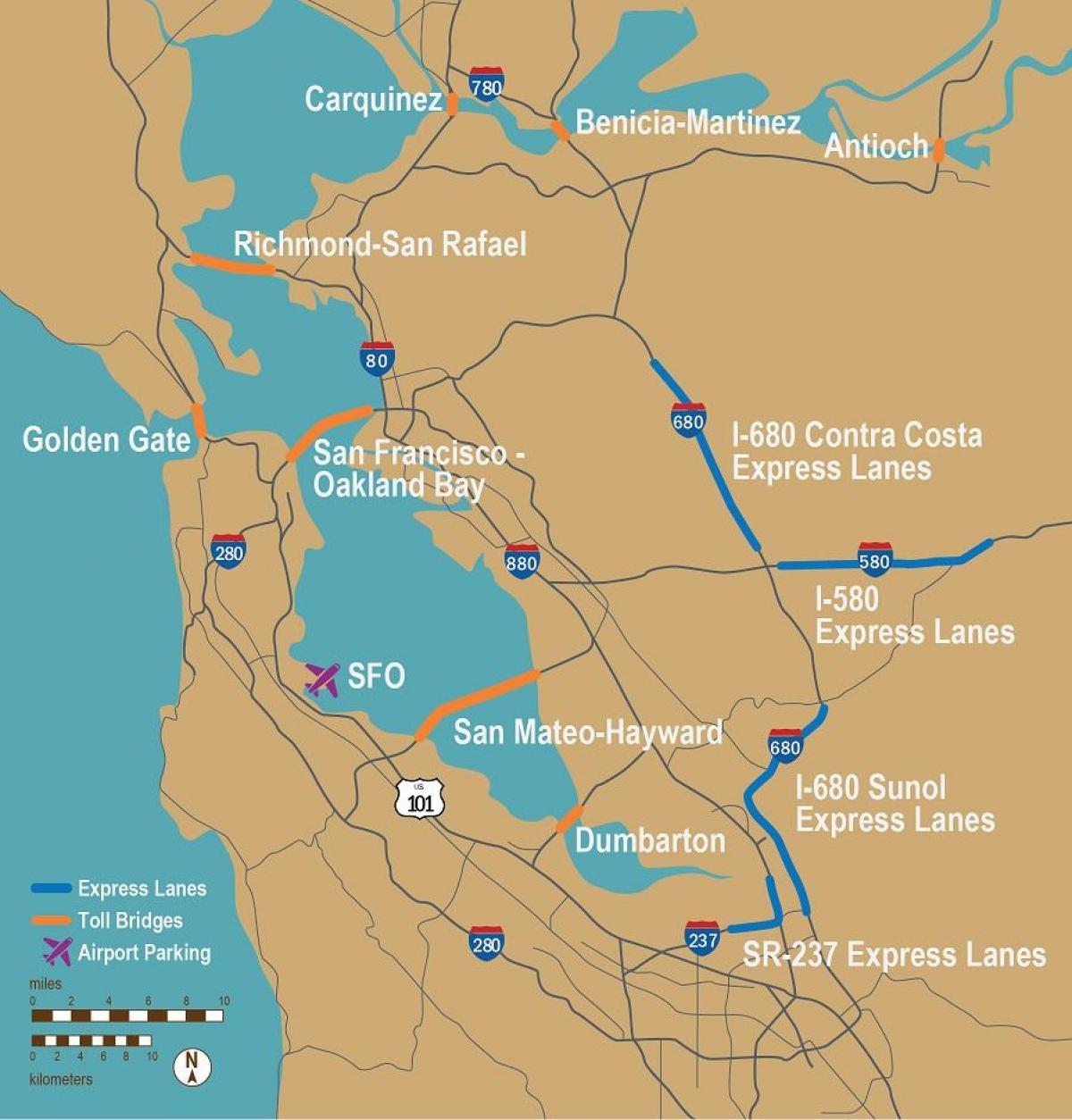 有料道路サンフランシスコの地図