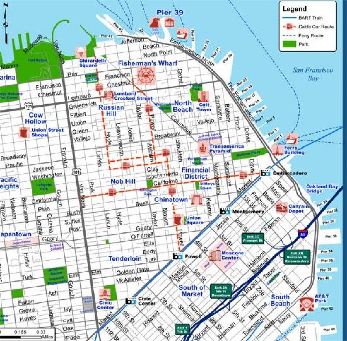 サンフランシスコ市内の観光地図