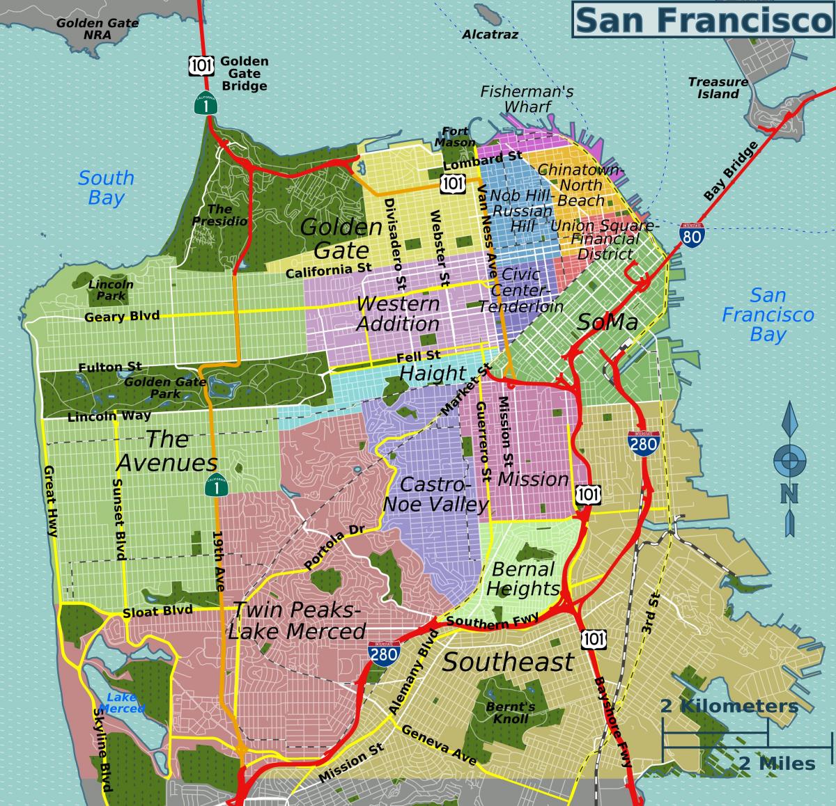 ストリートマップのサンフランシスコカリフォルニア