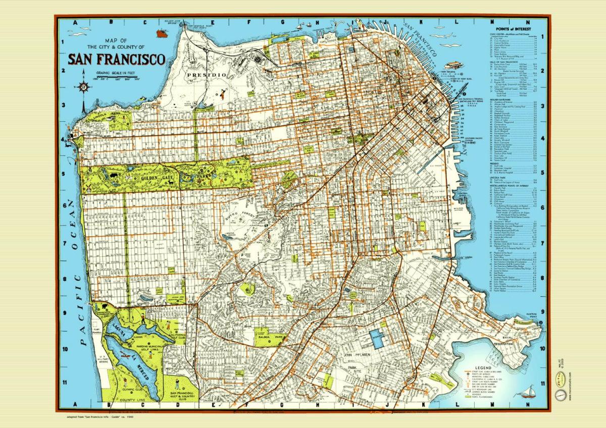地図のサンフランシスコのトポスター