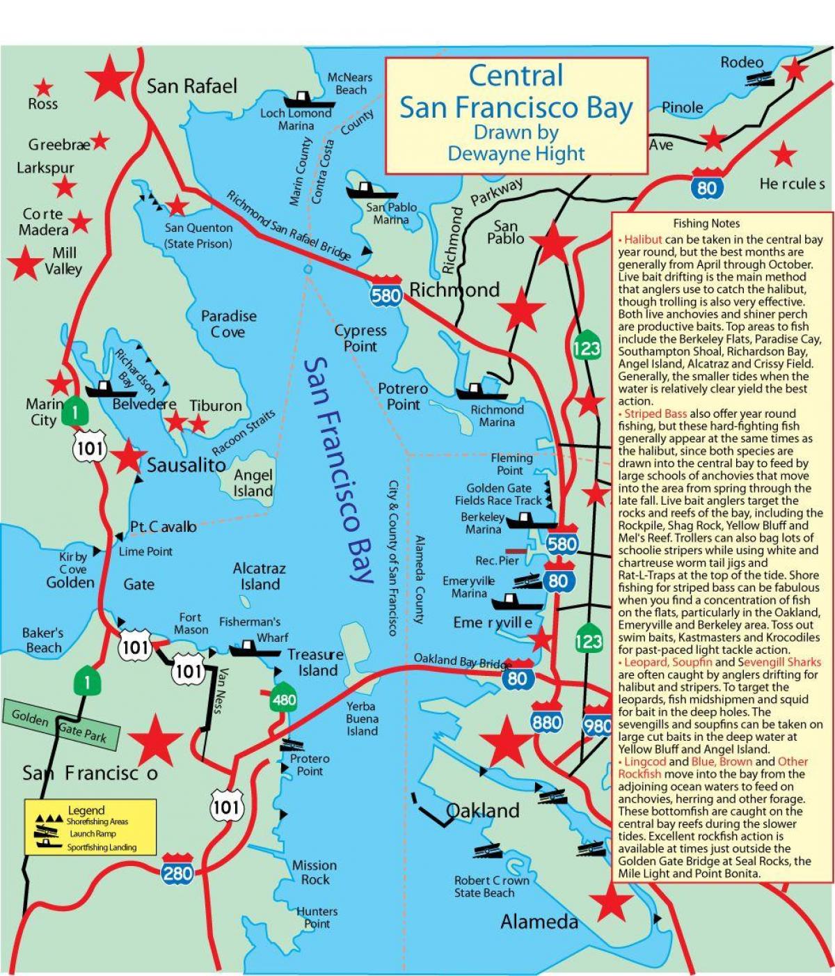 地図サンフランシスコ湾の漁 