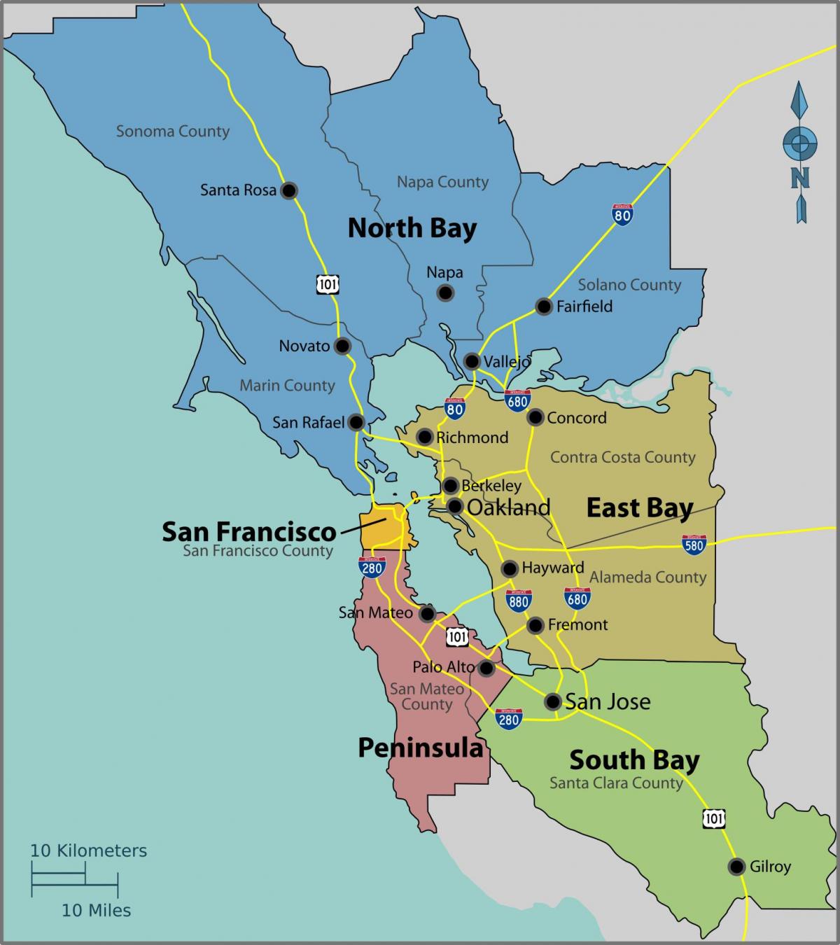 サンフランシスコ湾の地図