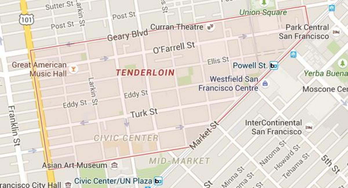 のテンダーロインサンフランシスコの地図
