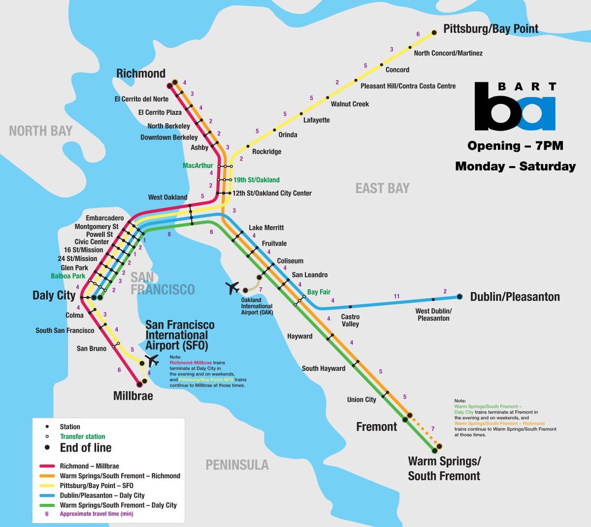 バートシステムのサンフランシスコの地図