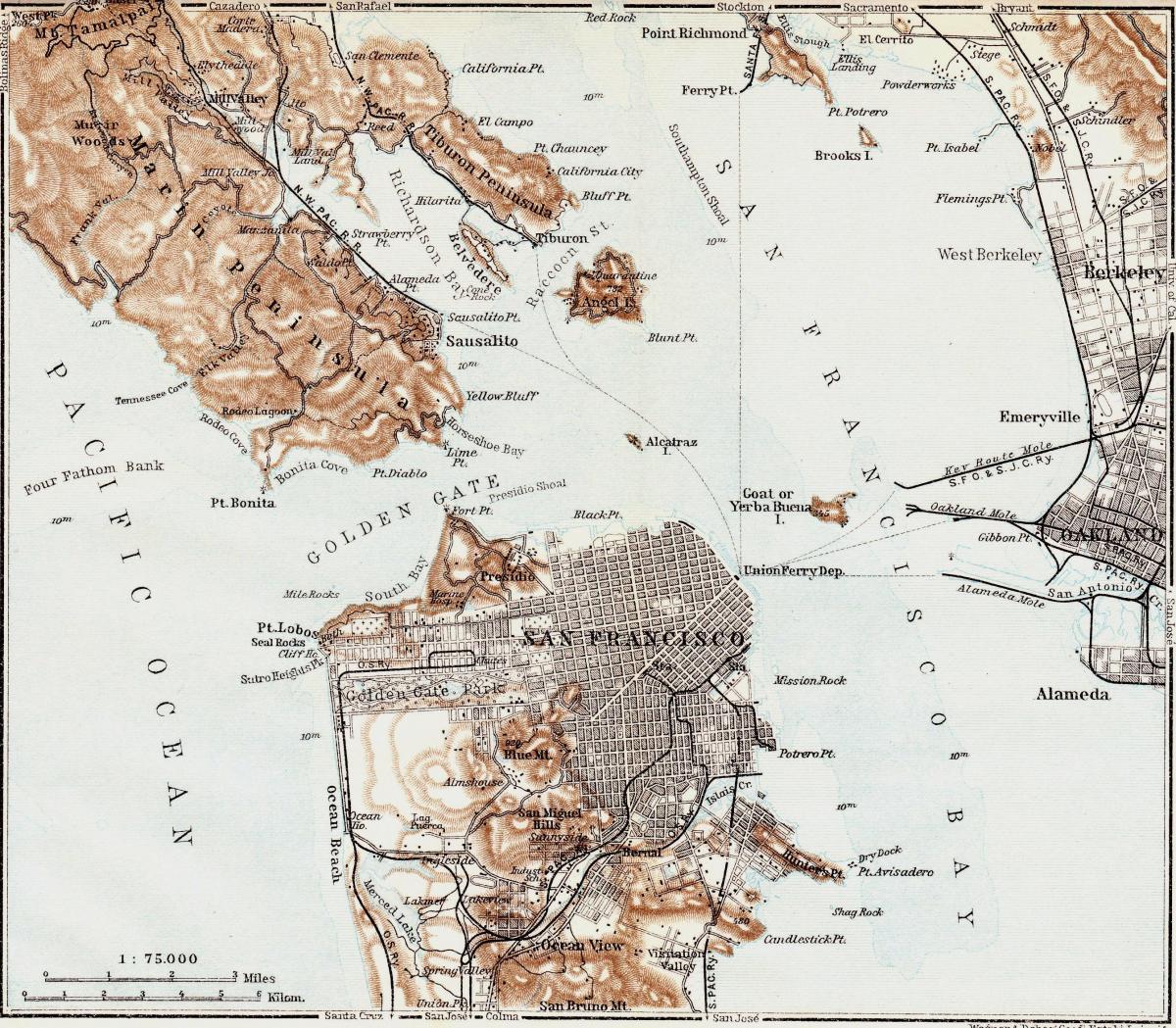 地図のヴィンテージサンフランシスコ 