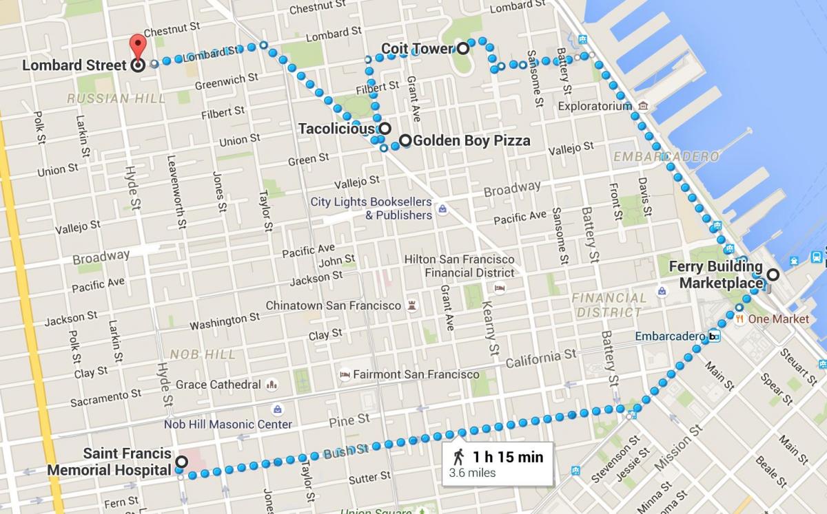 サンフランシスコ中華街歩きツアーの地図