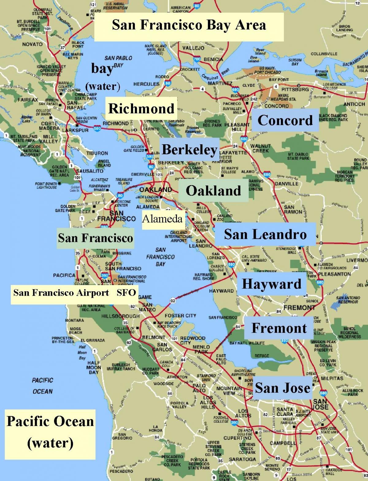 地図サンフランシスコカリフォルニア地域