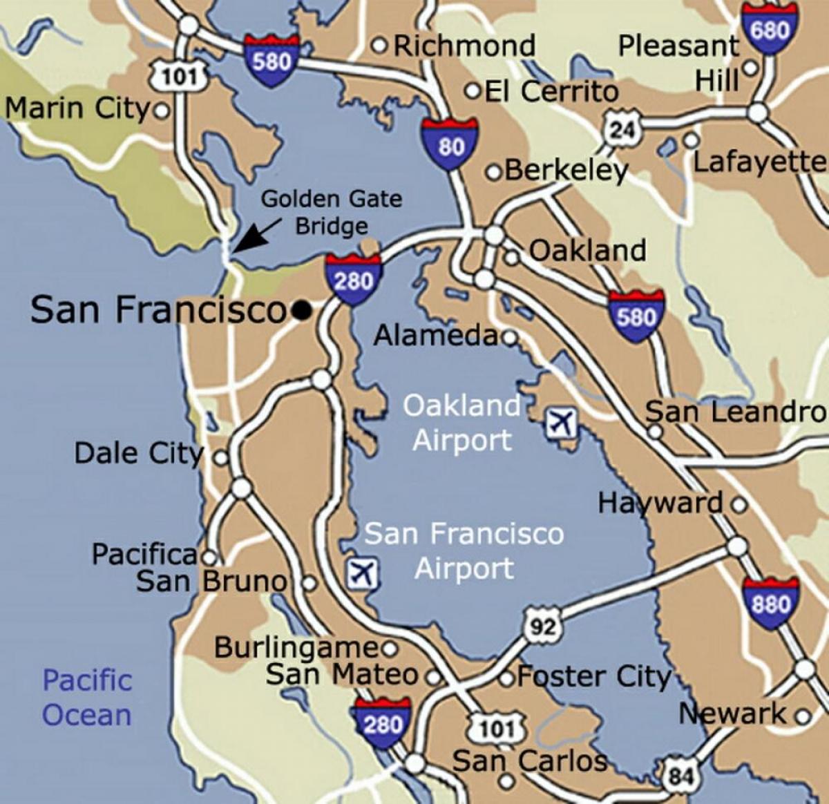 地図サンフランシスコ空港の周辺