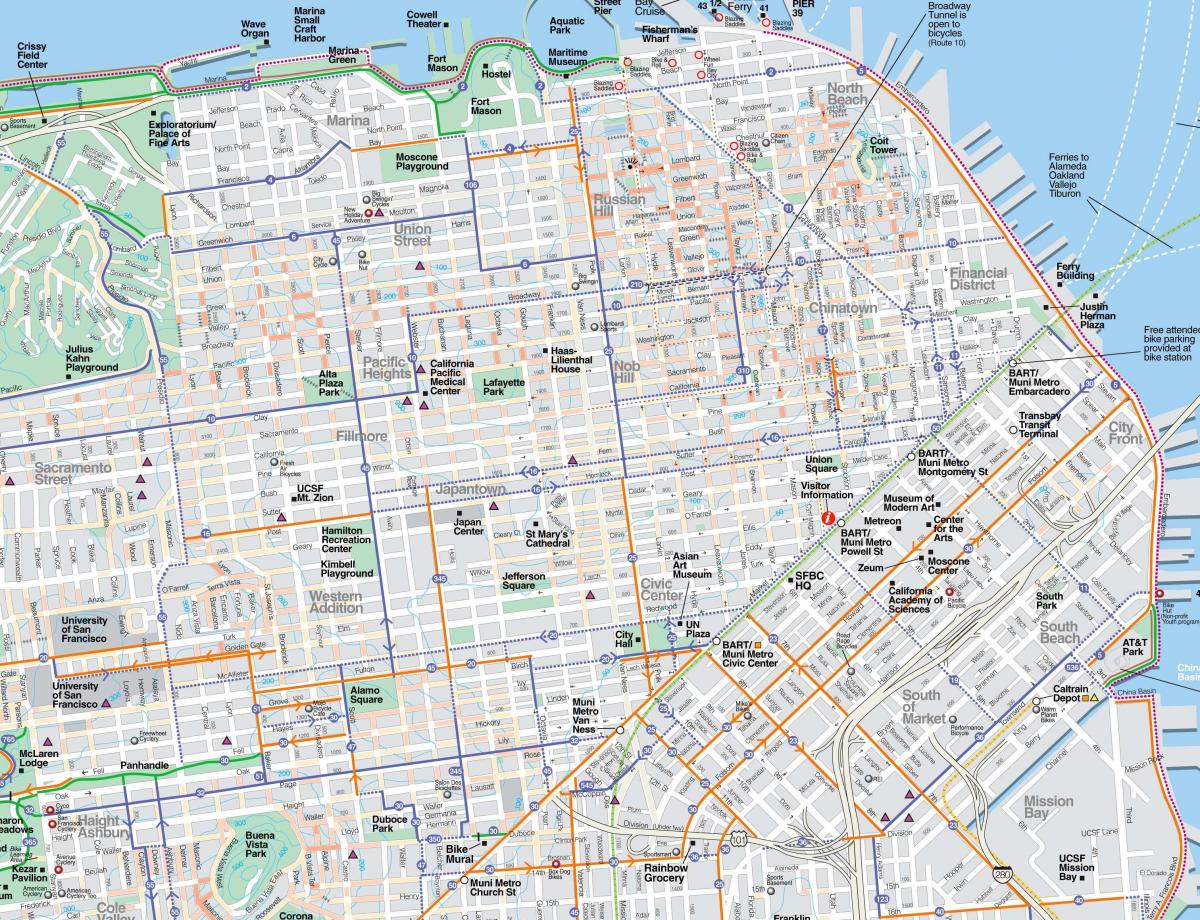 地図の詳細なサンフランシスコ