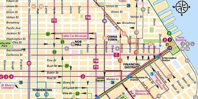 ケーブルカーサンフランシスコ在住の地図