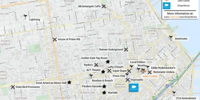 地図のサンフランシスコのレストラン