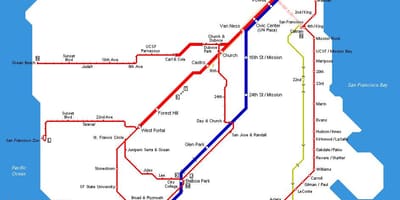 地図のサンフランシスコの鉄道駅