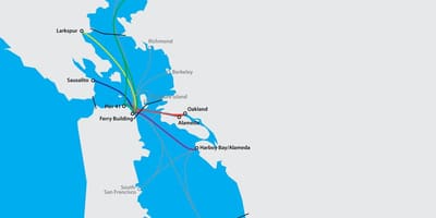 サンフランシスコ湾のフェリーの地図