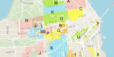 無料の路上駐車場サンフランシスコの地図