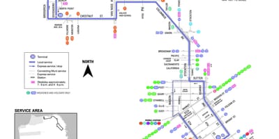 サンフランシスコ行きバスで30分路線図