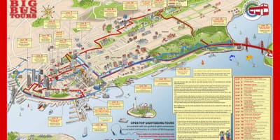 大きな赤いバスサンフランシスコの地図