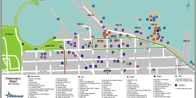 地図のサンフランシスコのフィッシャーマンズワーフ