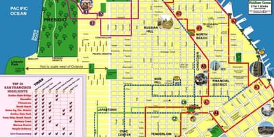 地図の市内観光サンフランシスコのルート